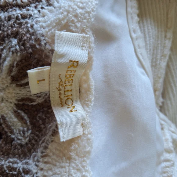 Rebellion Brown and Cream Cropped Tank Top Size L - Picture 4 of 6